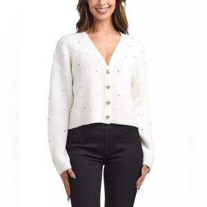 NWOT - BCX Women's V-Neck Cardigan Sweater in Ivory - Size L